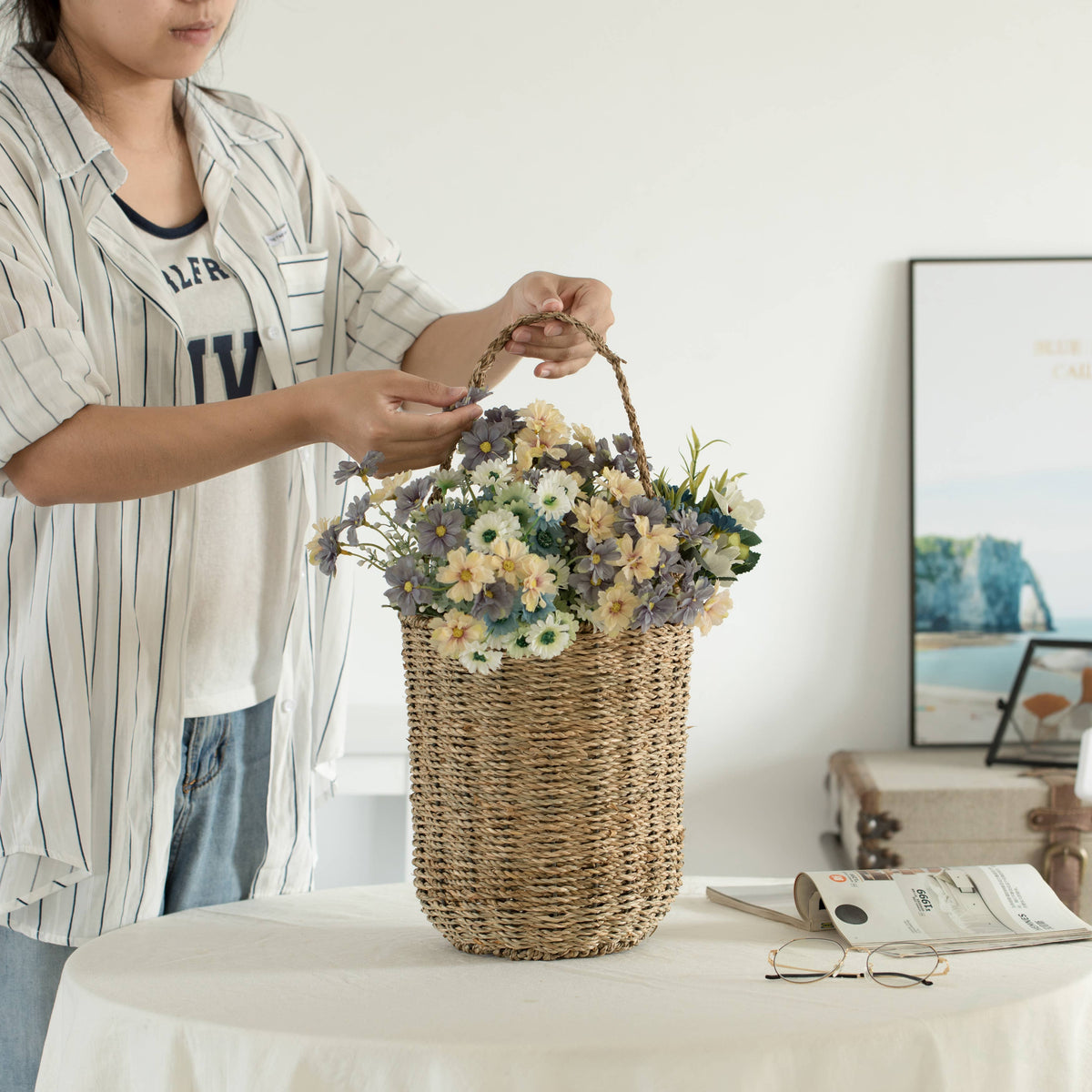 Woven Seagrass Hanging Basket - Cloth + Cabin