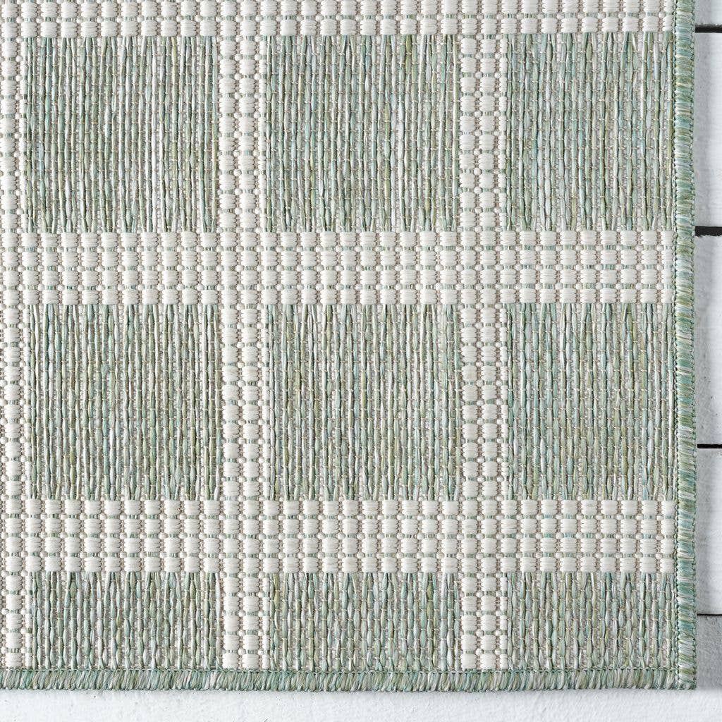 3x5 Ocean Gridscape Green Indoor/Outdoor Area Rug
