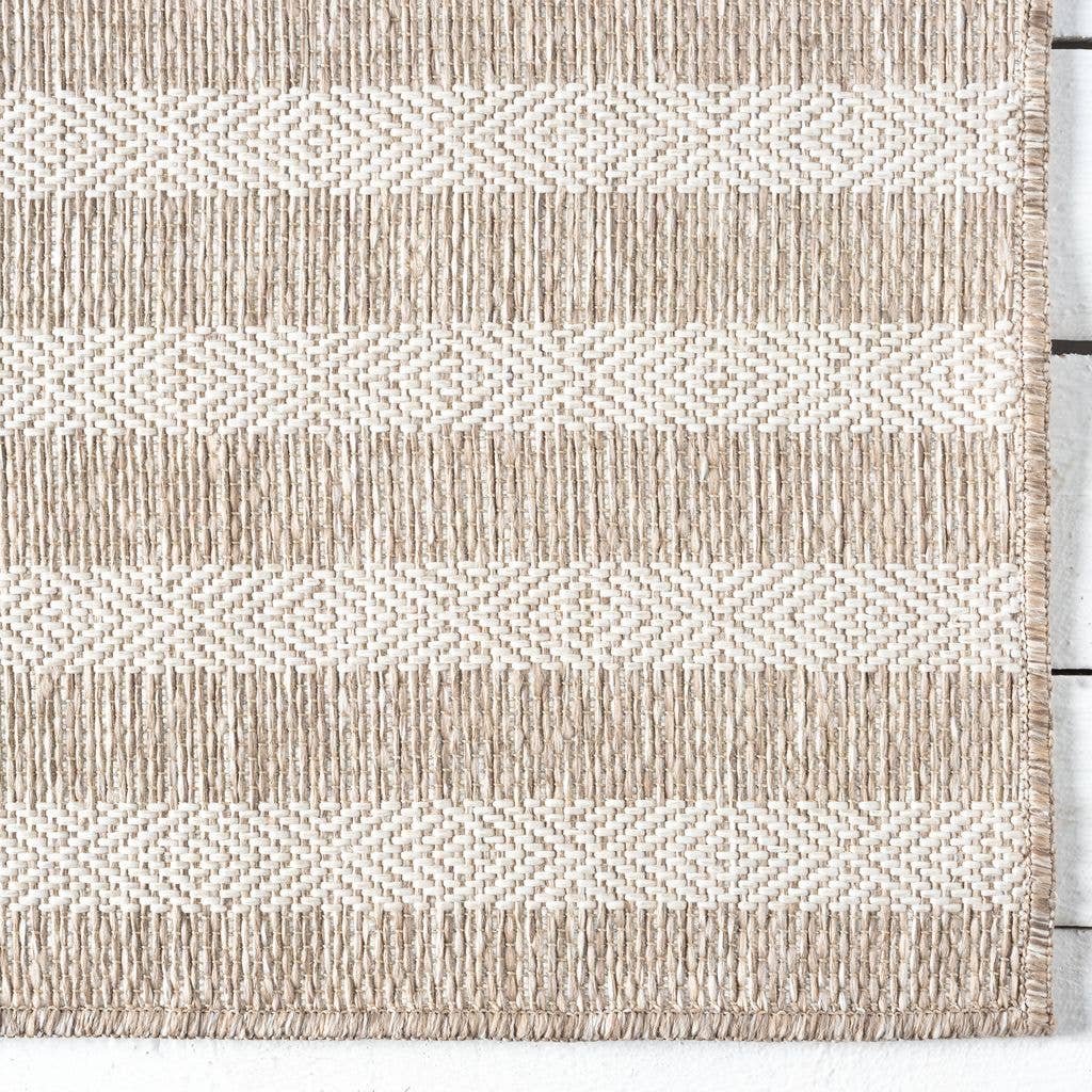 Ocean Striped Beige Brown Indoor/Outdoor Area Rug