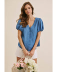 Danika Bubble-Sleeves Top