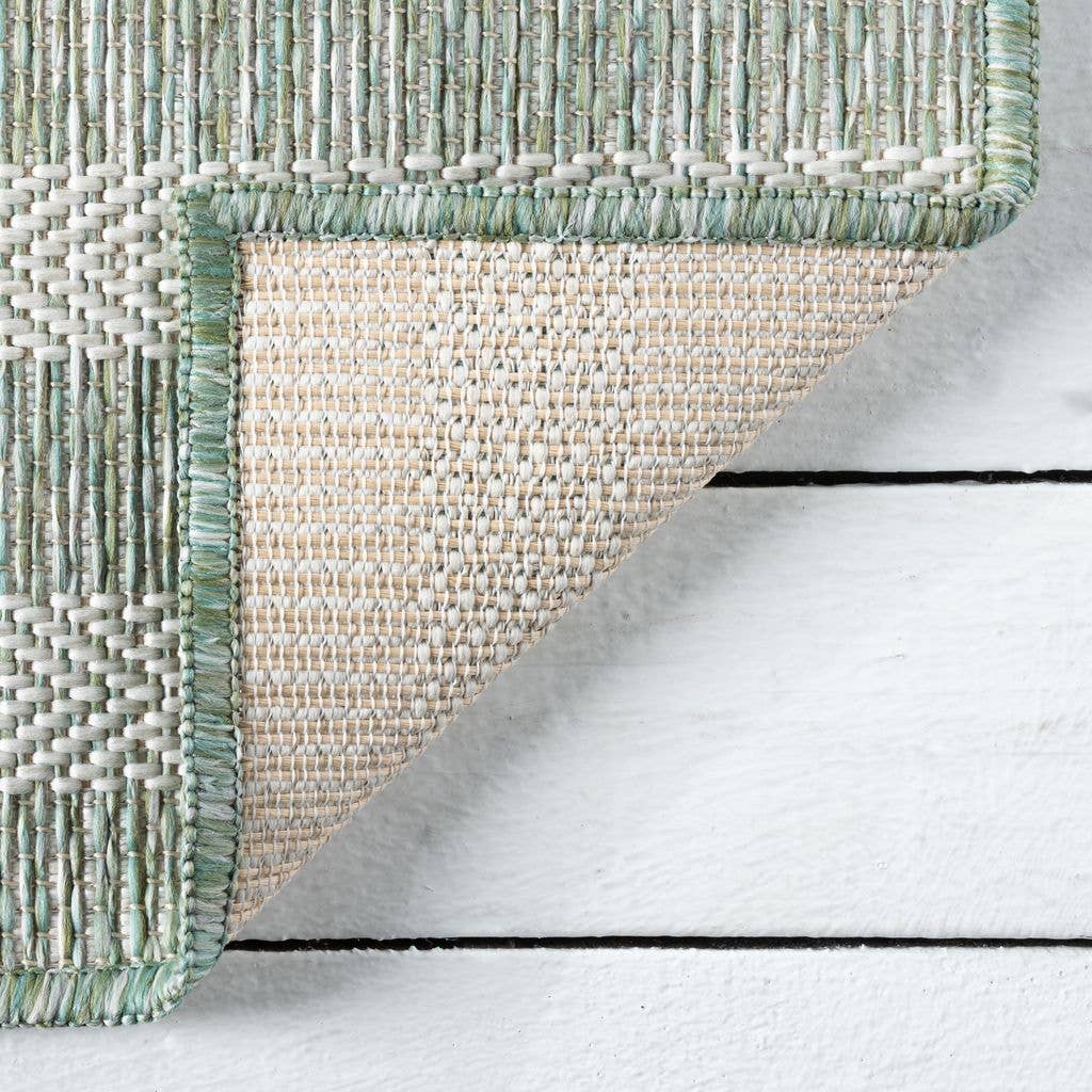3x5 Ocean Striped Green Cream Indoor/Outdoor Area Rug