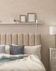 Horizontal Grasscloth Ecru Peel and Stick Wallpaper