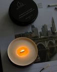 Black Mini Tin Candle / Sandalwood + Amber