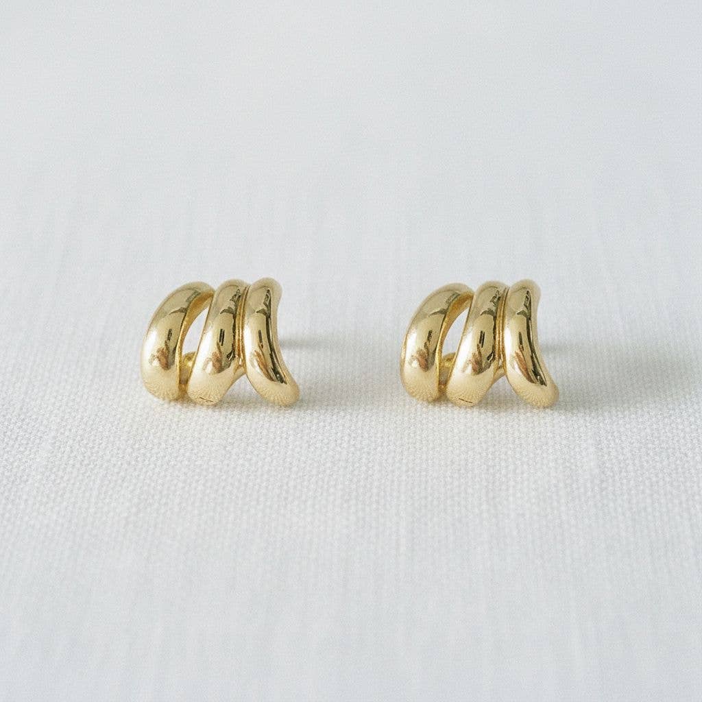 Gold-Toned Abstract Geometric Stud Earrings - Cloth + Cabin