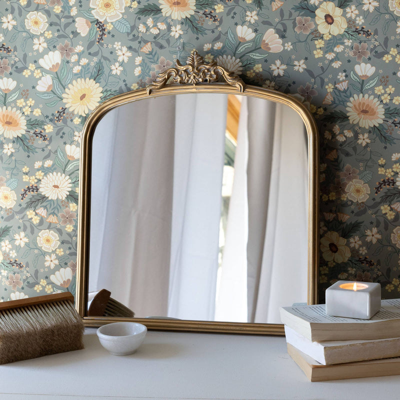 Aria Antique Vintage Brass Wall Mirror Metal