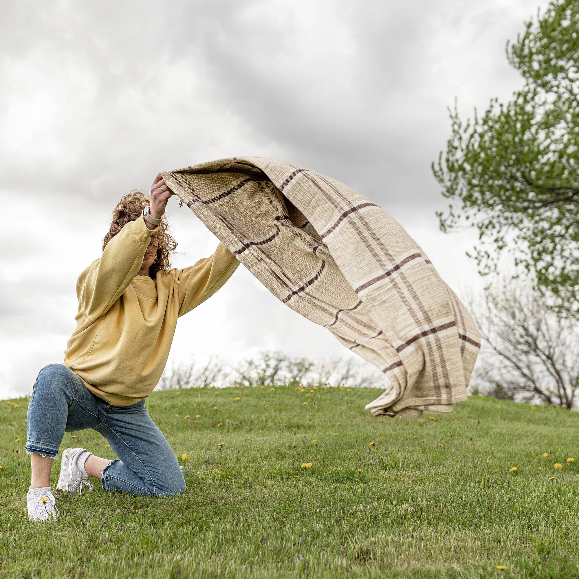 Mel Farmhouse Plaid Oversized Throw Side Fringe