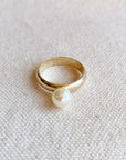 18k Gold Filled Solitaire Pearl Ring