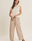 Karlie Elastic Stripe Cotton Barrel Pants - Cloth + Cabin
