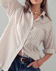 Leigh Striped Button Down Top