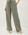 Elle-Linen Blend Wide Leg Pants