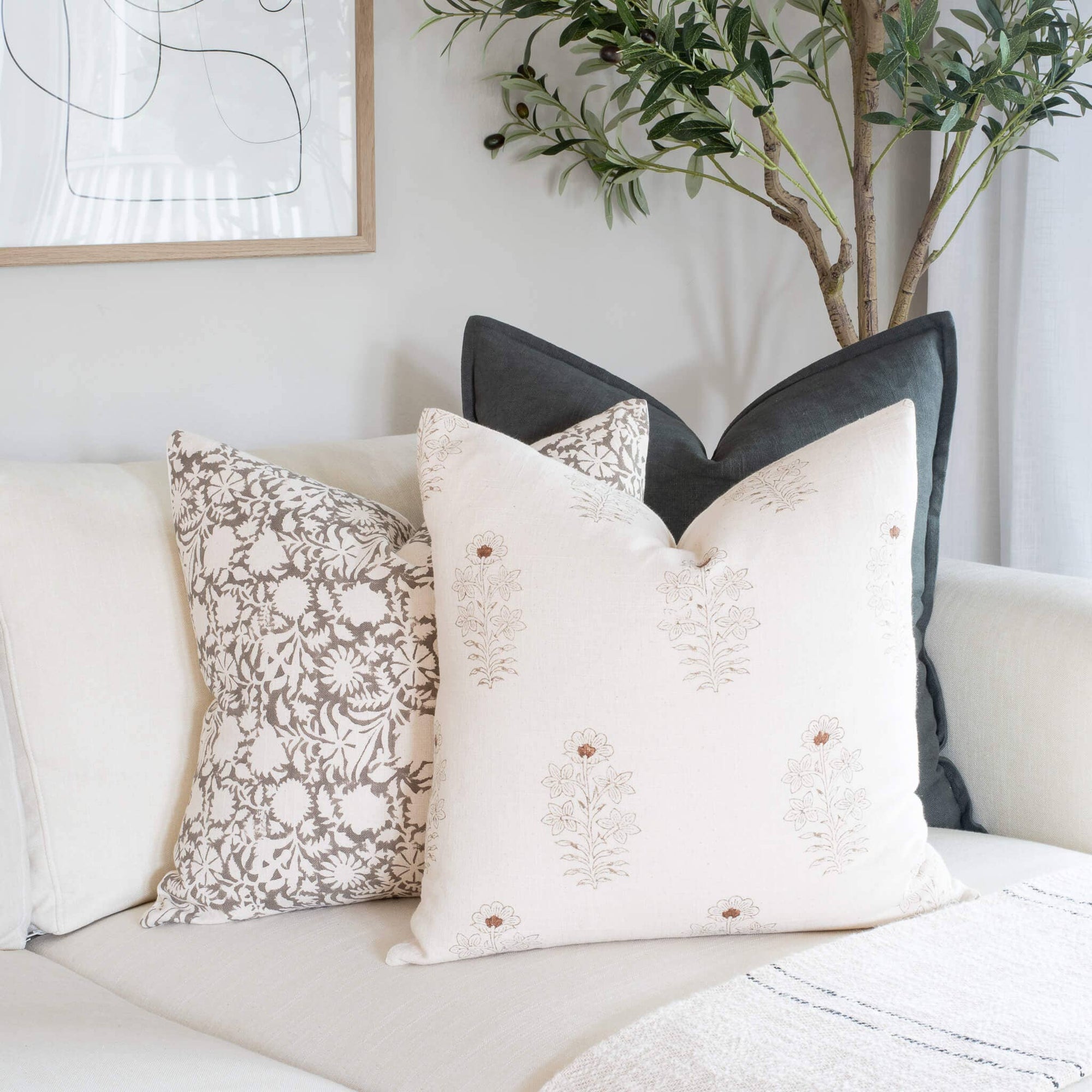 Ella Floral Block Printed Pillow Cover