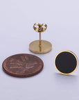 Black Acrylic Round Stud Earrings