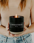 Christmas Soy Candle - Black Stoneware Jar - 12 oz