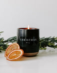 Christmas Soy Candle - Black Stoneware Jar - 12 oz