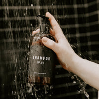 16oz Amber Plastic Shampoo Dispenser - Black Label
