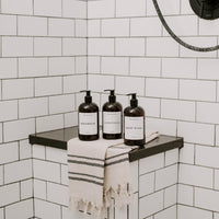 16oz Amber Plastic Bath + Shower Dispenser Set of 3 - White Text Label