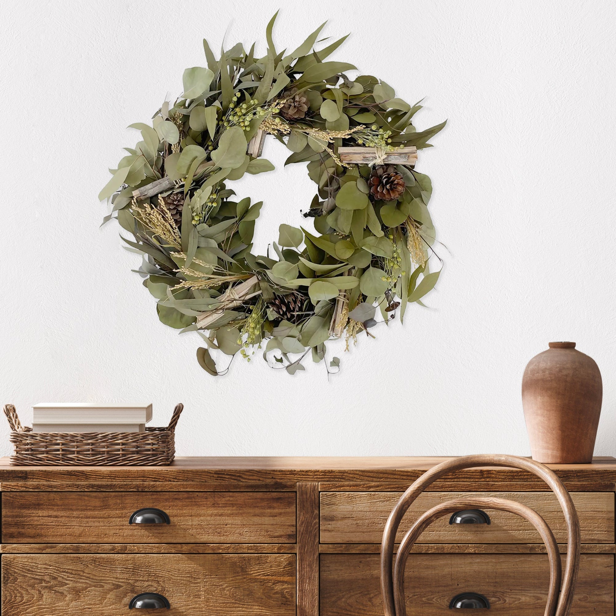 Eucalyptus &amp; Pinecone Garland Wreath