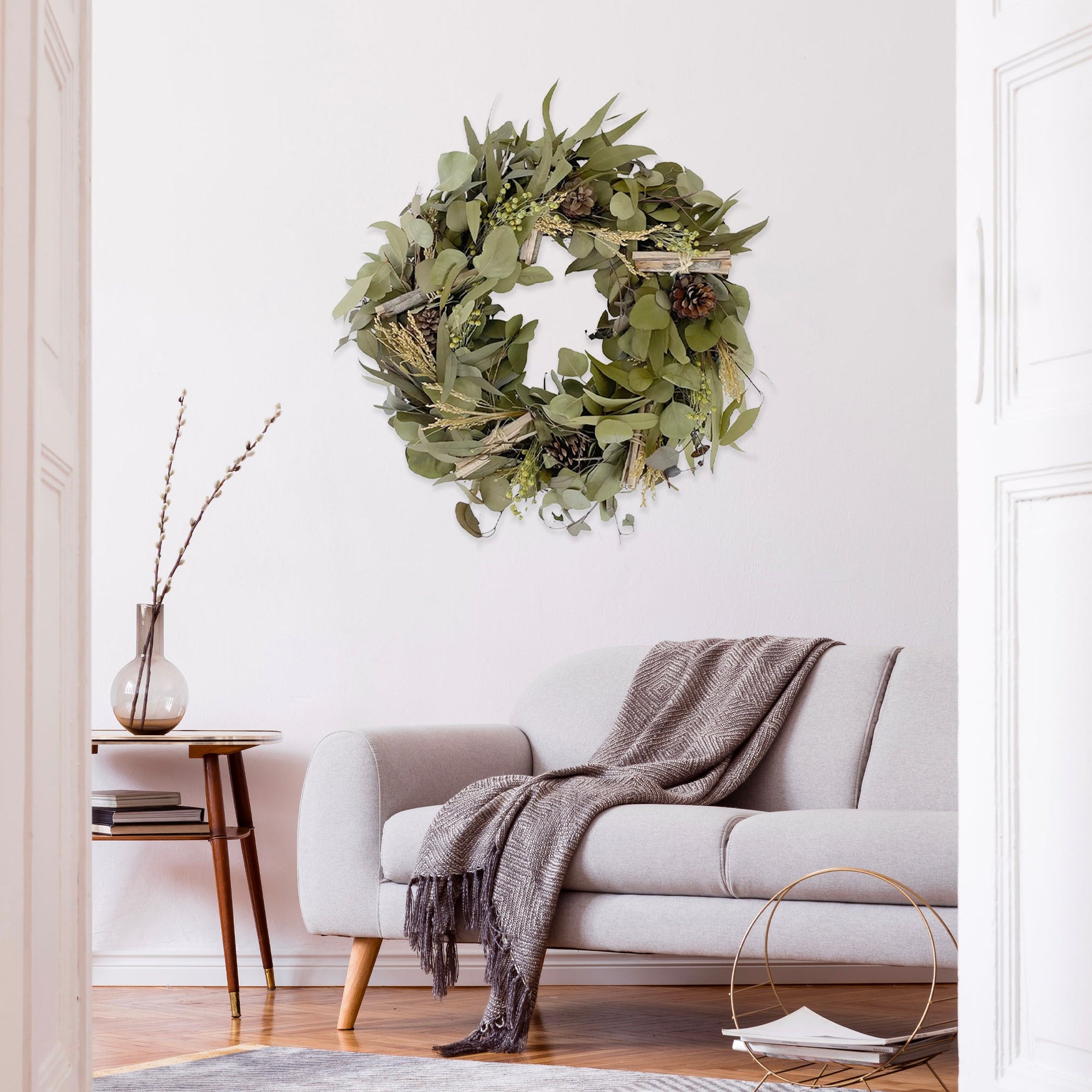 Eucalyptus &amp; Pinecone Garland Wreath