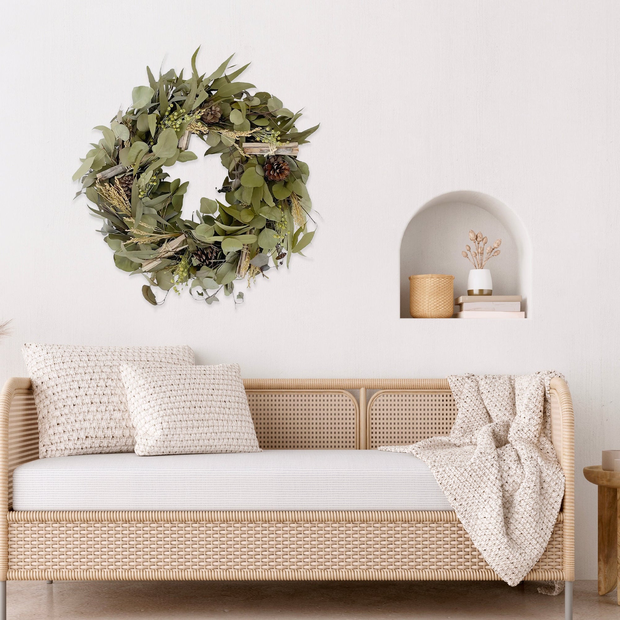 Eucalyptus &amp; Pinecone Garland Wreath