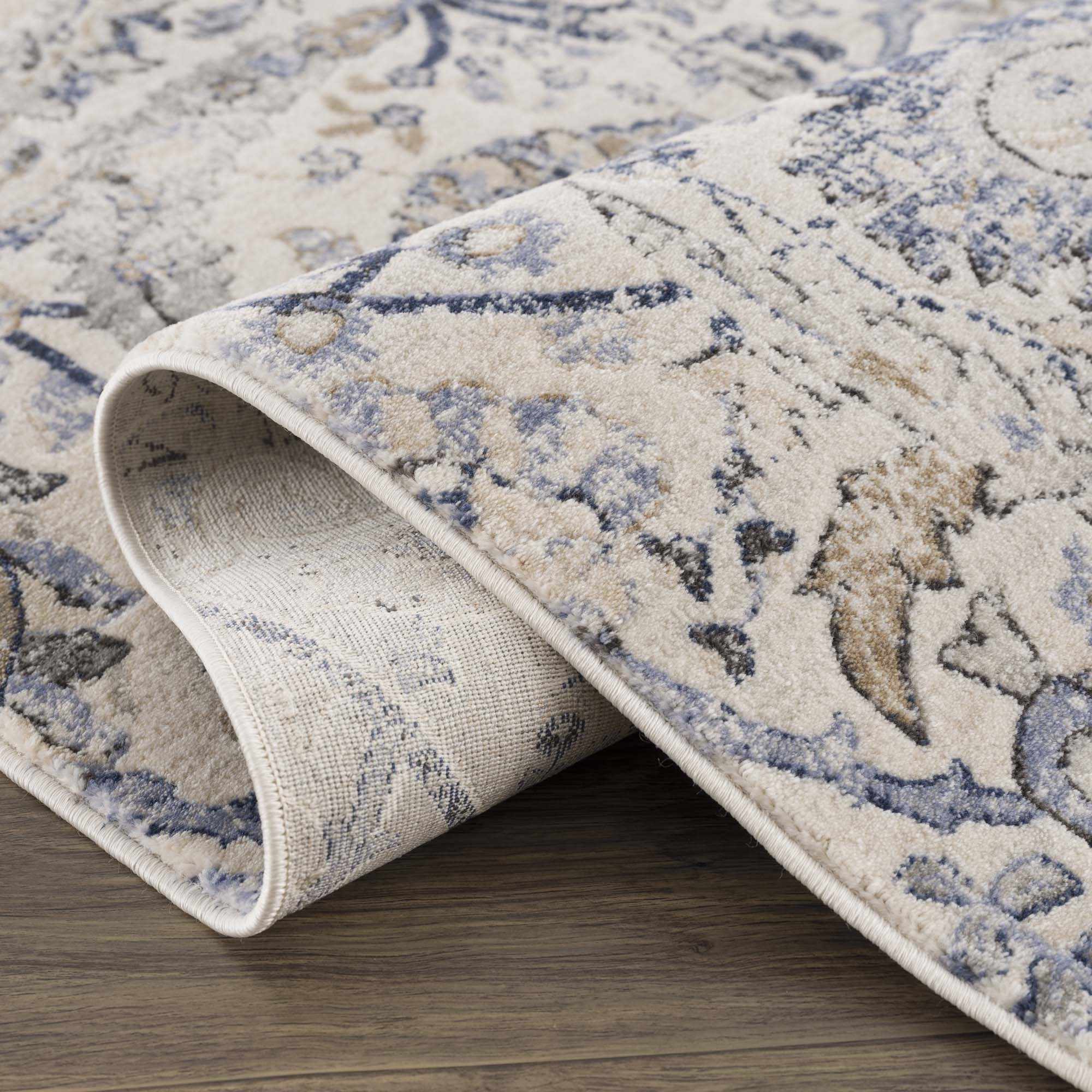 Georgiana Beige &amp; Blue Area Rug