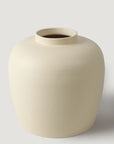 Large Afloral Glazed Stoneware Vase in Vanilla