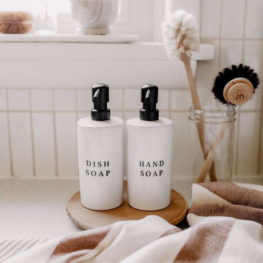 White Stoneware Dish Soap Dispenser