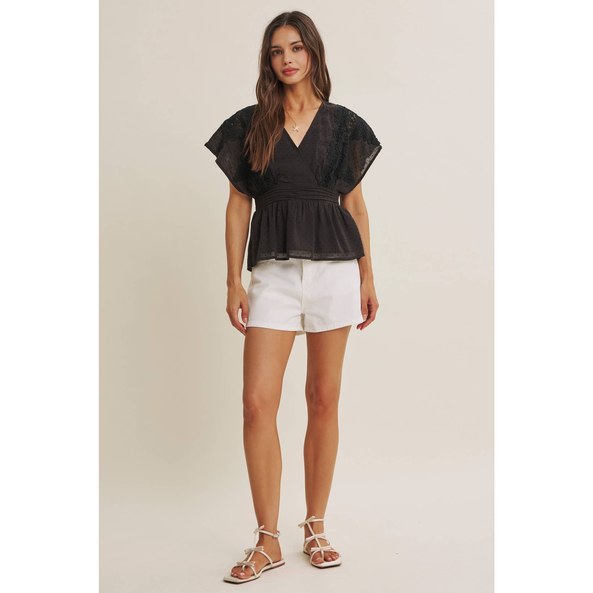 Zoie Swiss Dot Lace Peplum Blouse