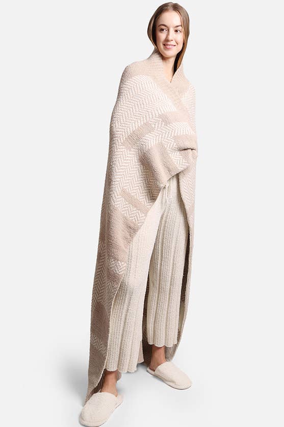 Herringbone stripe throw blanket