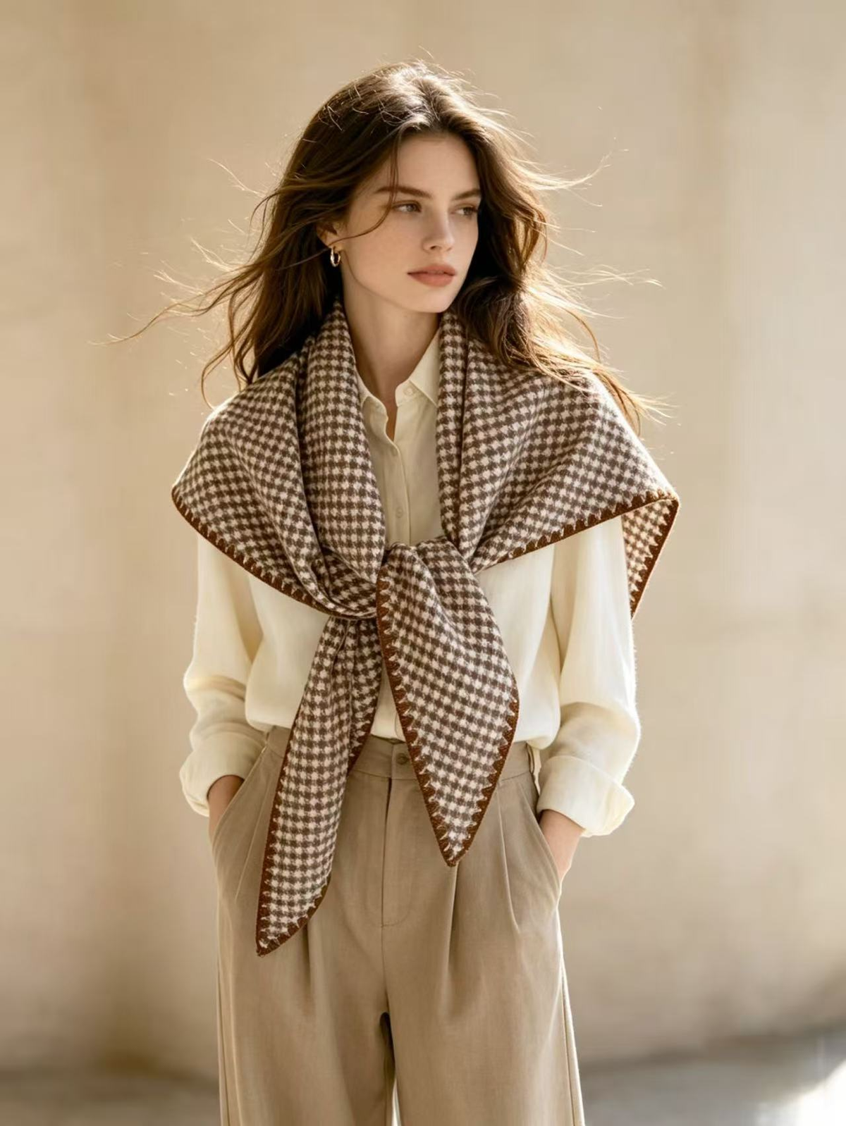 Refined Houndstooth Triangle Wrap