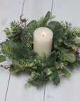 Mixed Winter Greens Mini Wreath