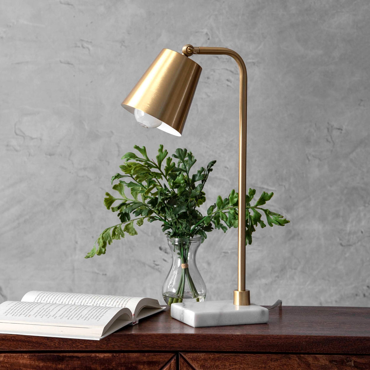 Lincoln 31&quot; Brass &amp; Marble Table Lamp