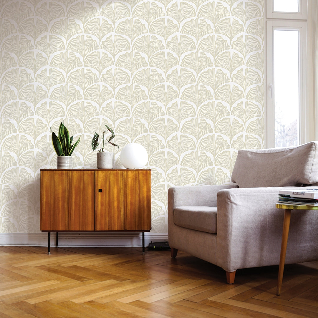 Feather Palm White Peel and Stick Wallpaper