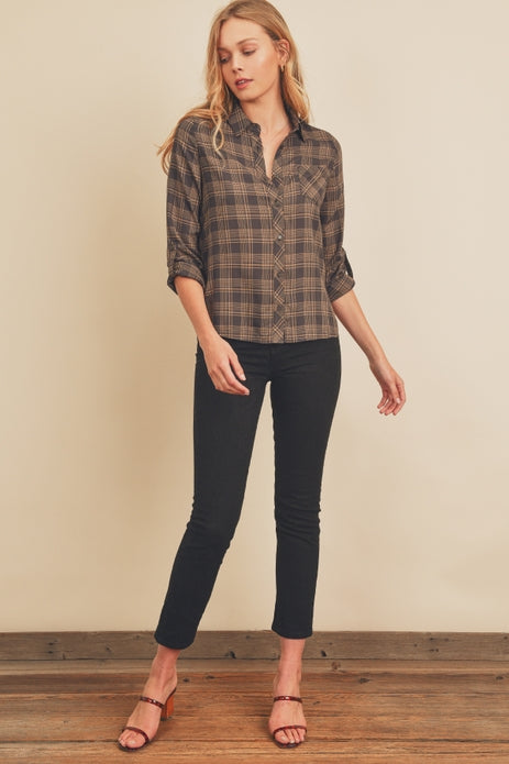 Leah Plaid button down shirt