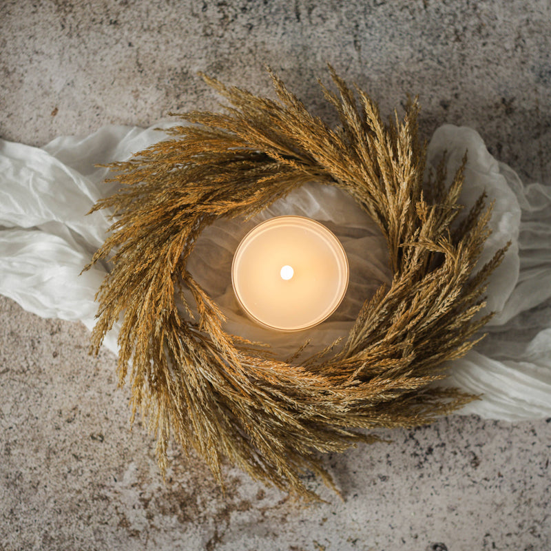 12" Dark Gold Wheat Candle Ring