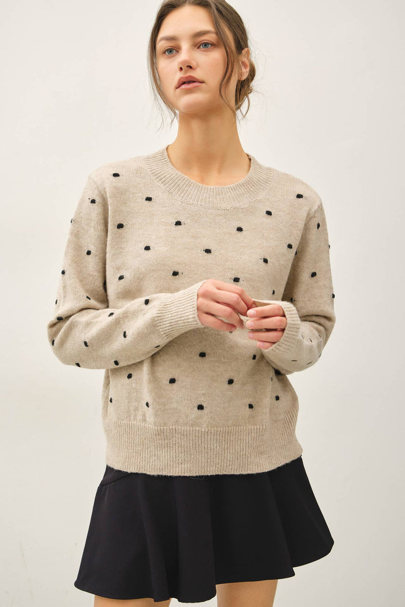 Harper Cozy Dotted Knit Crewneck Sweater
