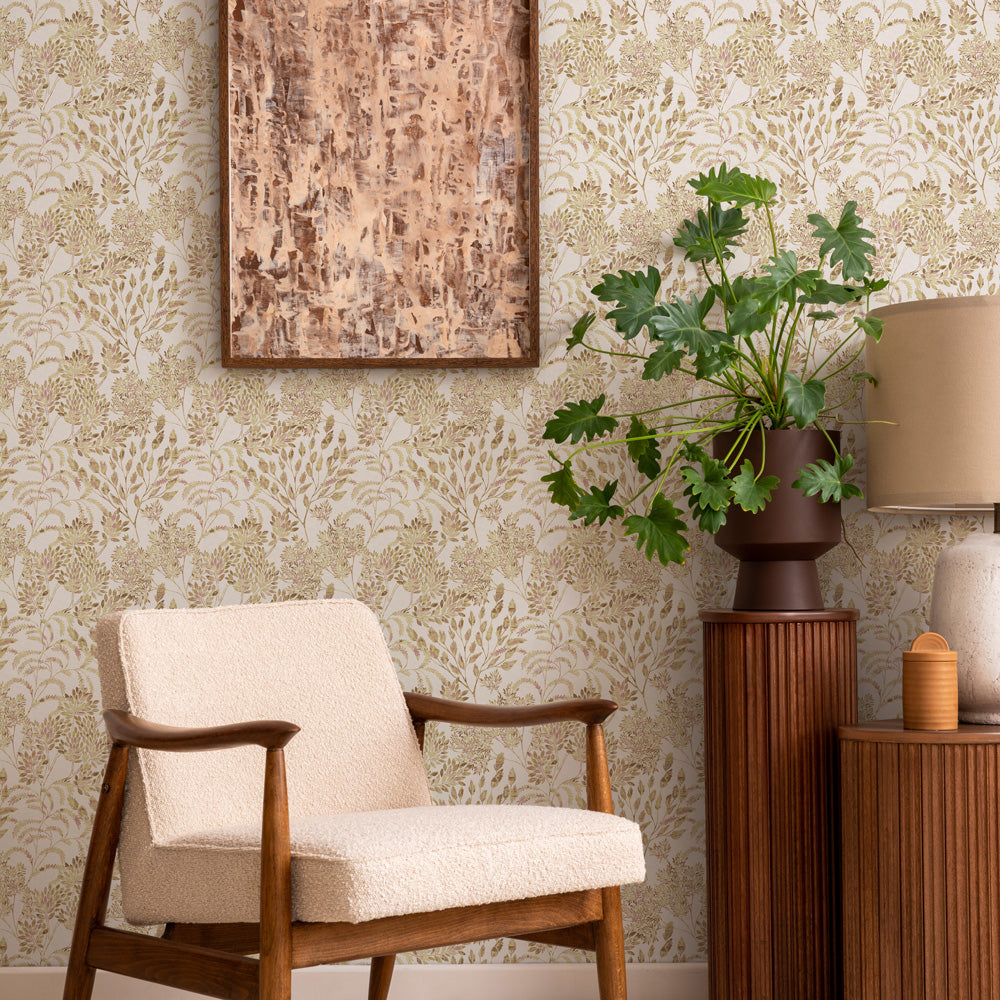 Stencil Foliage Wheat Non-Pasted Wallpaper