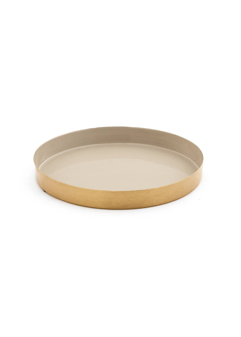 Iron & Enamel Taupe Tray