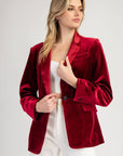 Velvet Long Sleeve One Button Blazer