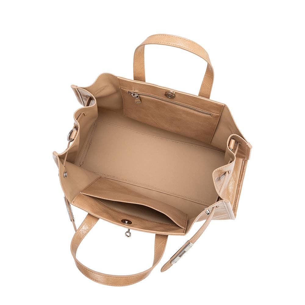 Sutton Tan Recycled Vegan Leather Tote Bag