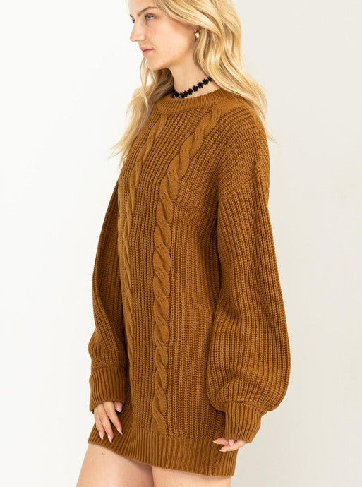 Chloe Cable Knit Ribbed Mini Sweater Dress