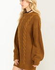 Chloe Cable Knit Ribbed Mini Sweater Dress