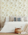 Peonies Gold Leaf Peel and Stick Wallpaper