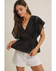 Zoie Swiss Dot Lace Peplum Blouse