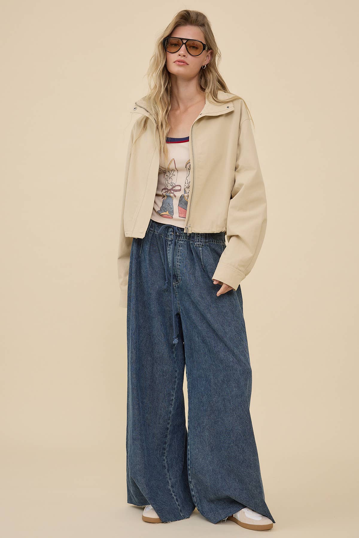 Ayla Stand Collar Drawstring Jacket