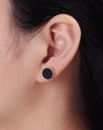 Black Acrylic Round Stud Earrings