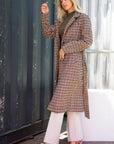 Olivia-Wool Blend Long Overcoat With Tie Belt