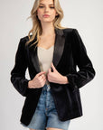 Velvet Long Sleeve One Button Blazer