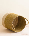 Mustard Floor Basket with Handle