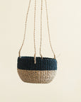 Natural + Black Colorblock Hanging Planter basket