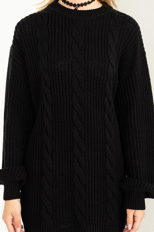 Chloe Cable Knit Ribbed Mini Sweater Dress